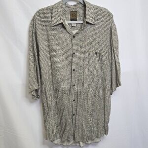 Bruno B Short Sleeve Button Down Shirt Lattice Pattern Retro Camp Casual 1X Tall